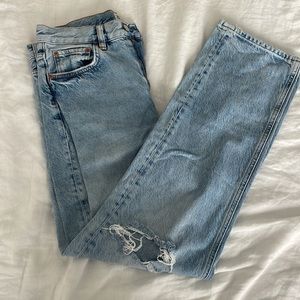 Zara Distressed Straight Leg Jeans